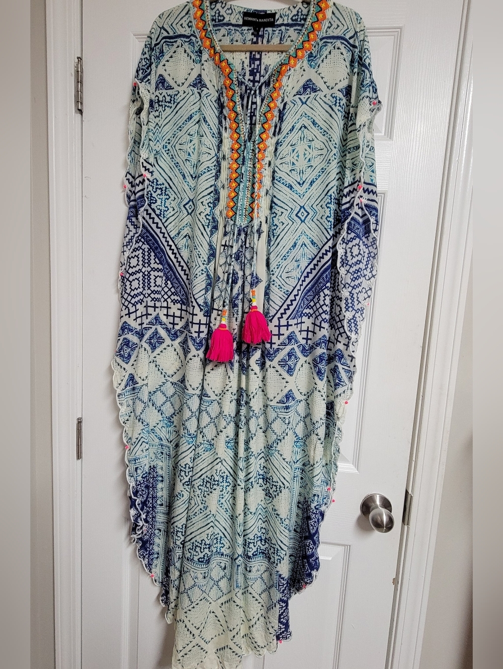 HEMANT & NANDITA Silk Kaftan Dress Size Small.